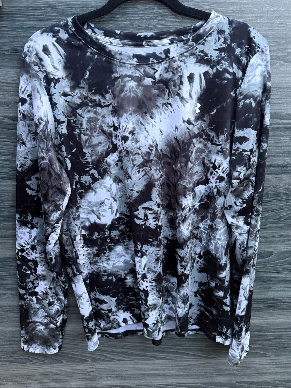 Under Armour Velocity Printed Long Sleeve Shirt Black White Tie Dye XL
